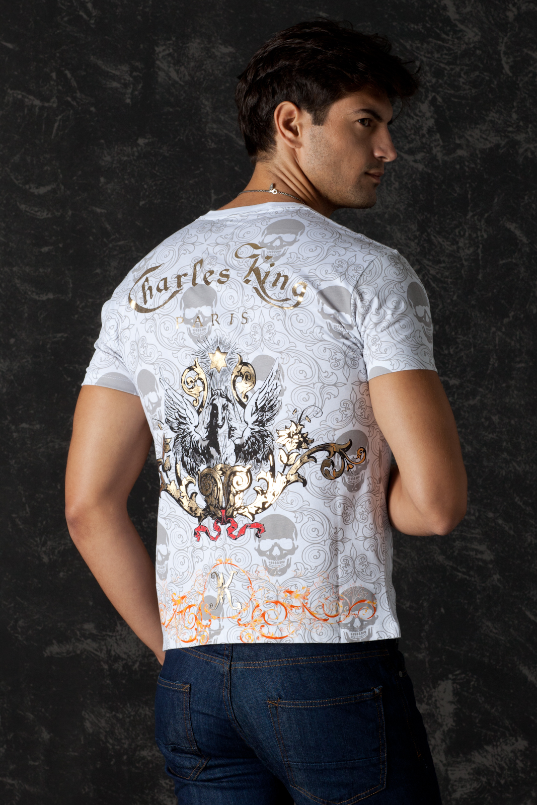 T-Shirt Golden Sun White, back view